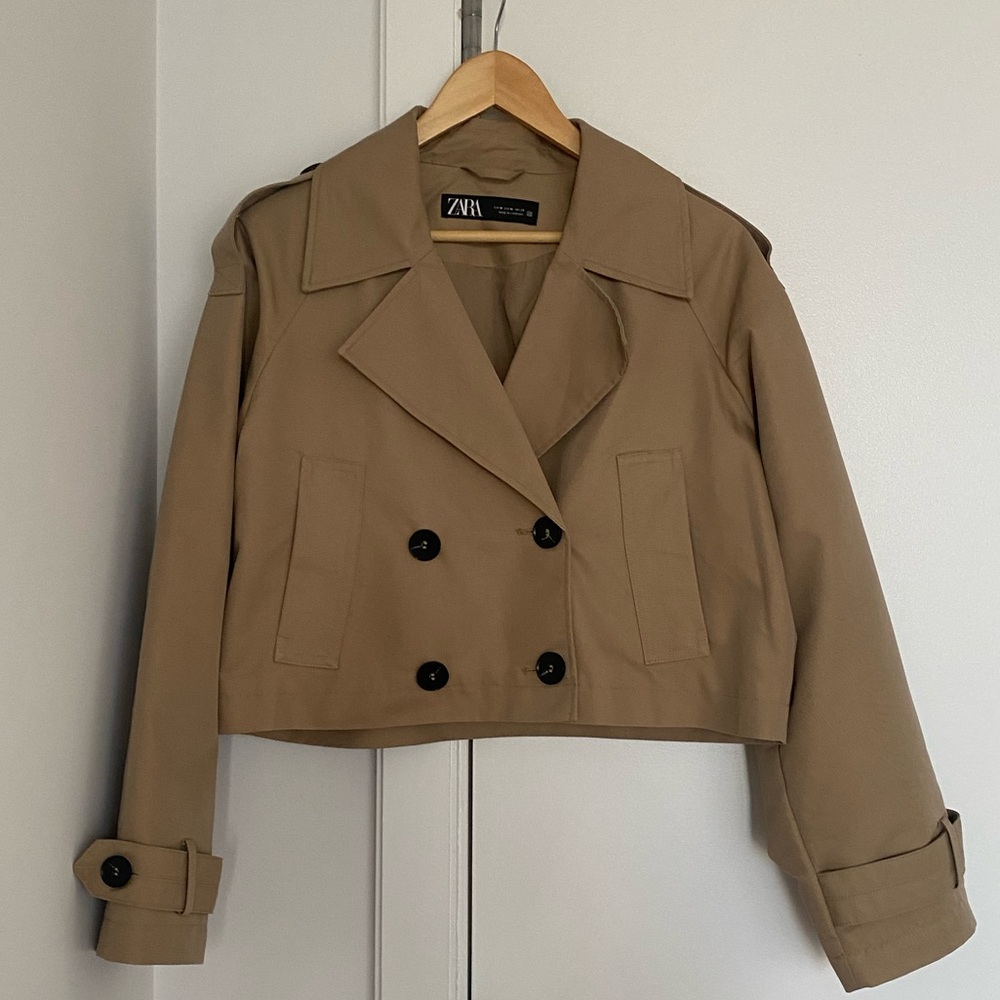 Zara Women's Tan Cropped trench Jacket M